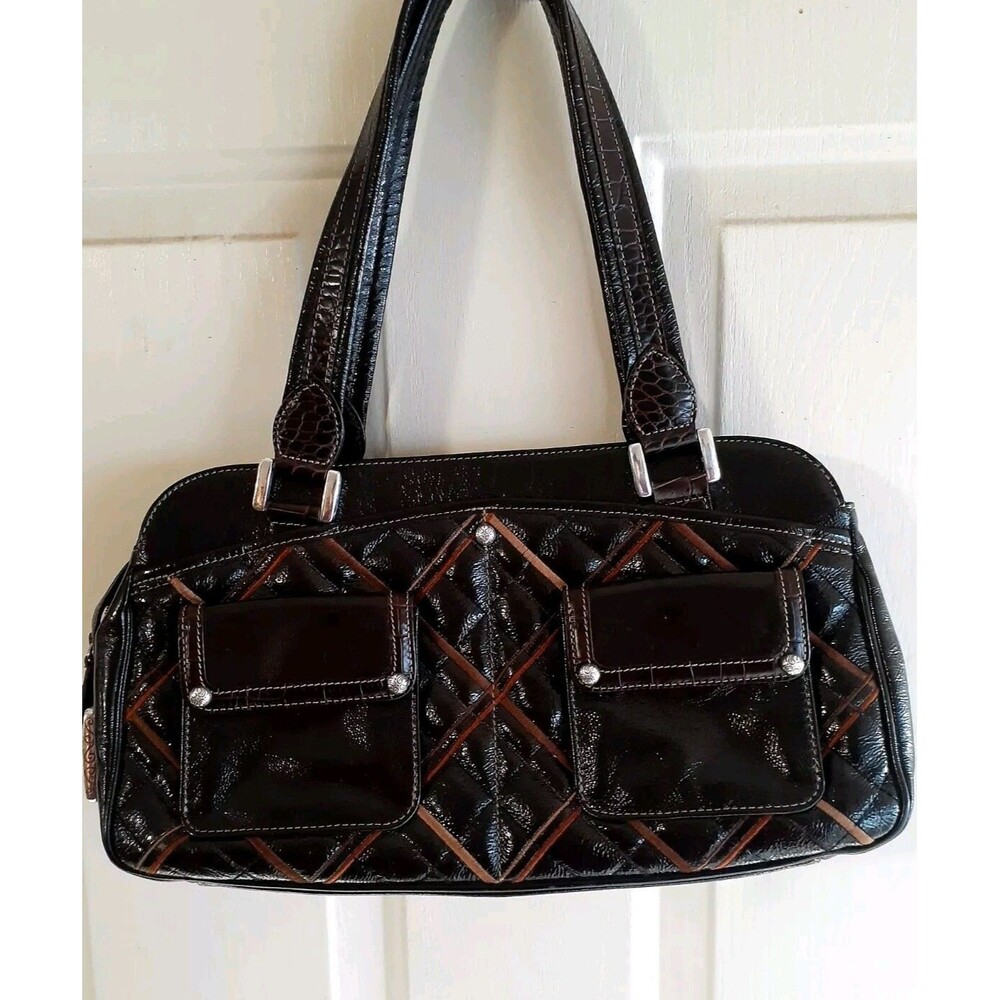 Brighton Quilted Patten Leather brown and multi color Purse/bag.